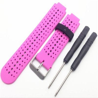 AEMALL Soft Silicone Watch Strap Replacement Wrist Watch Band For Garmin Forerunner 220/230/235/620/630 Watchband With Tools (Color : Pink black)