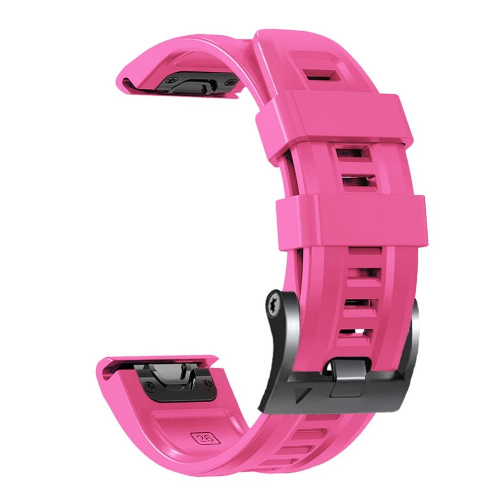 EPANO 26 22MM Silicone Quick Release Watchband Strap For Garmin Fenix 7X 7 6 6X Pro 5X 5Plus 3HR Smartwatch Easyfit Rose Red Wristband Bracelet (Color : Rose red, Size : 26mm Fenix 7X)