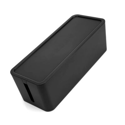 Housoutil Organizer Plastic Box Cover for Desk Office Capacity for Cords Adapters for Home Study Living Room Black