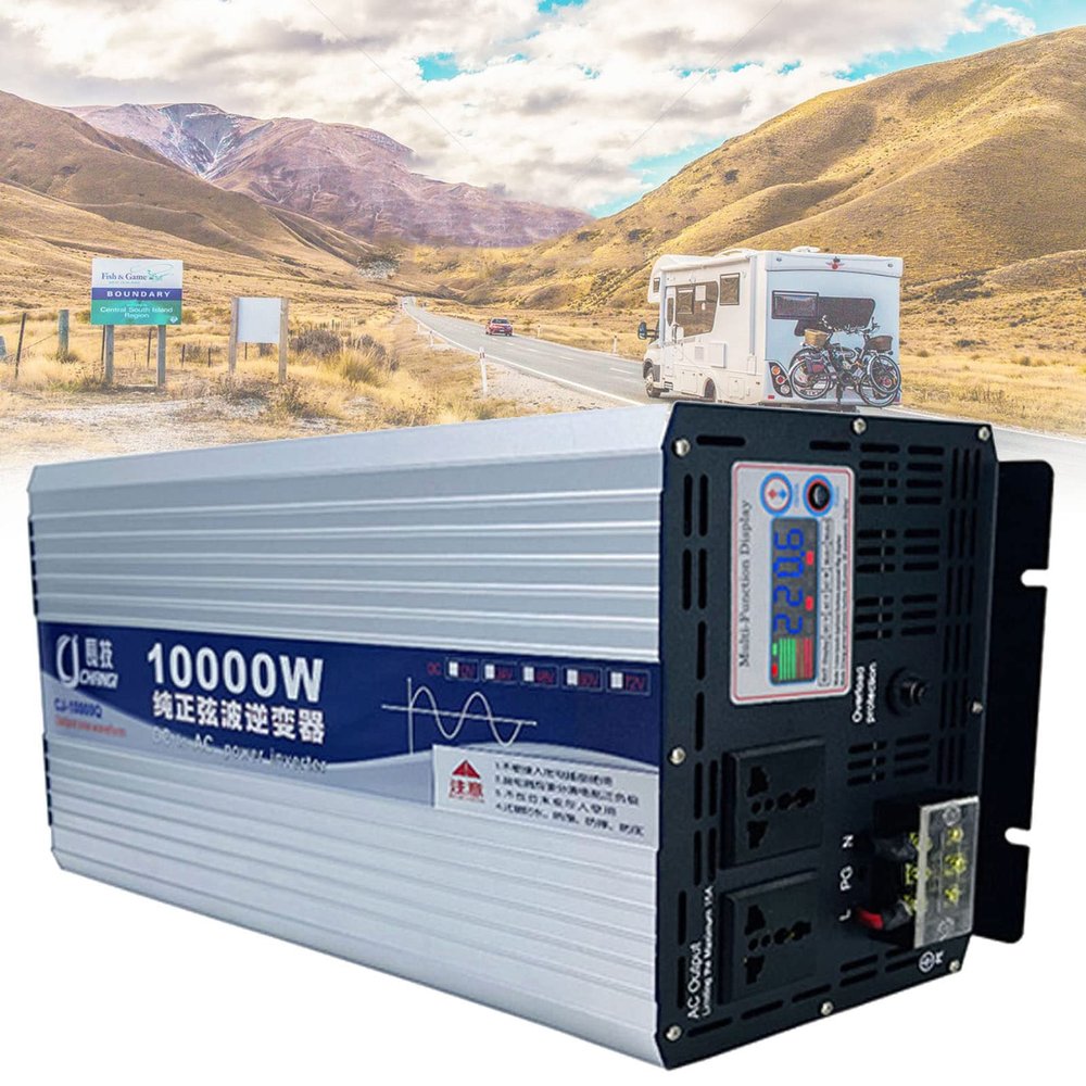 6000W,8000W,10000W,12000WPower Inverter Pure Sine Wave 2AC Outlet 12V24V48V60V72Vto110V-220V Car Inverter with Dual AC Outlets and LCD Display,10000W-60VTO110V
