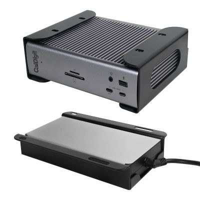 Under Desk Holder for Thunderbolt 4 Dock/Thunderbolt 3 Dock and Power Cable, Under Desk Iron Storage Rack for TS4 / TS3 Plus, No Drill, Easy Install with All Hardware Included