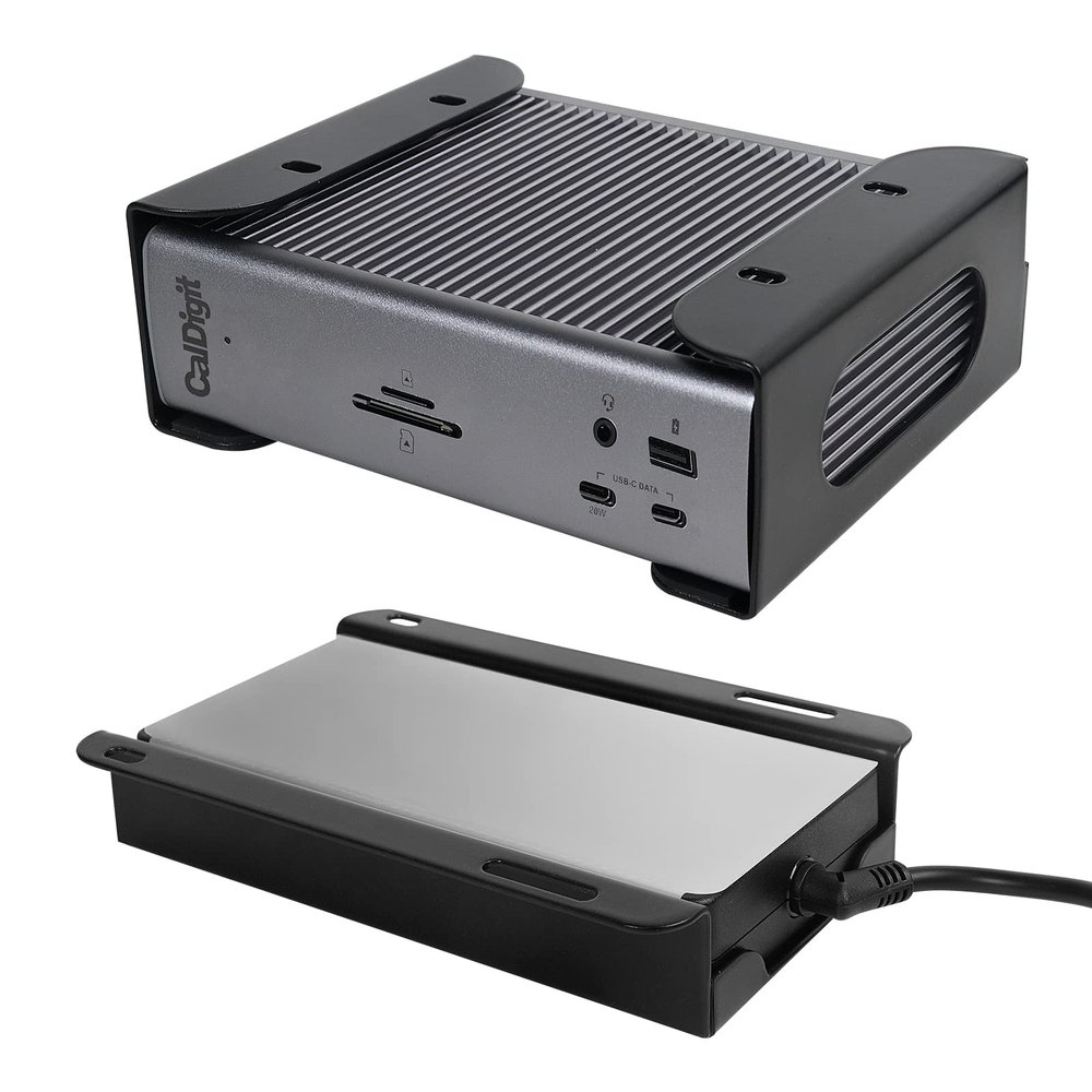 Under Desk Holder for Thunderbolt 4 Dock/Thunderbolt 3 Dock and Power Cable, Under Desk Iron Storage Rack for TS4 / TS3 Plus, No Drill, Easy Install with All Hardware Included