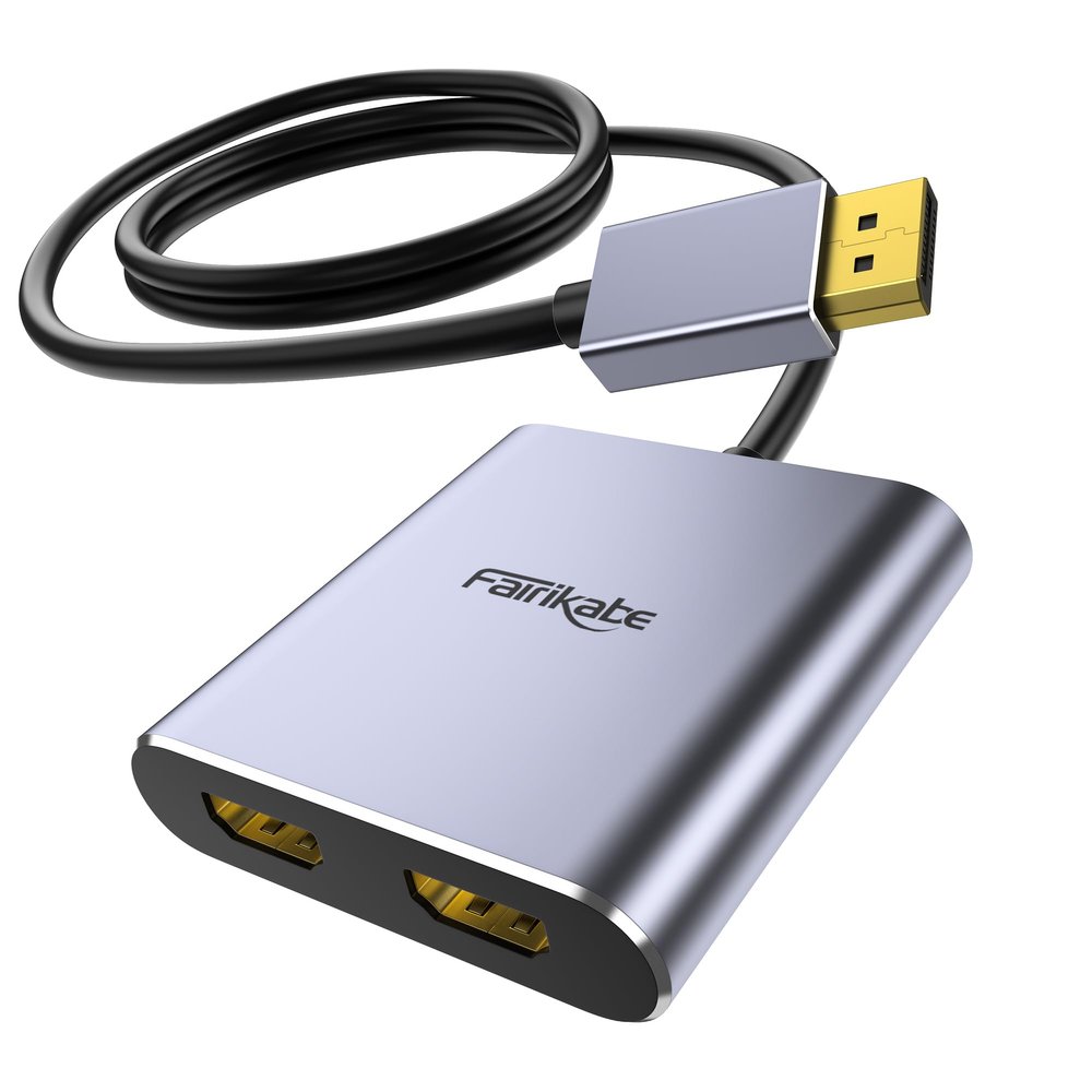 Displayport to Dual HDMI Adapter, 4K 60Hz Display Port to hdmi Splitter for Dual Monitors Extended Display, DP 1.2 to 2 HDMI Monitor for Computer Laptop Graphic Card, MST Extend Mode for Windows Only