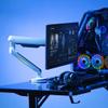 Desky Single LED Monitor Arm  Space Grey, RGB Lighting, Adjustable Gas Spring, VESA 75x75/100x100, Fits 1732" Monitors, 4.419.8 lbs, Clamp/Grommet Mount, Cable Managemen view 2