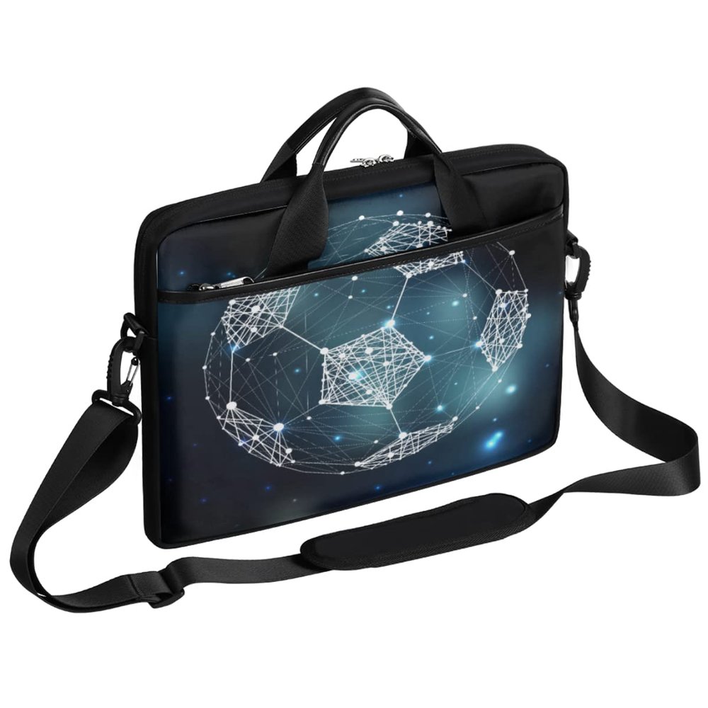 Soccer Pattern Laptop Shoulder Messenger Bag Waterproof Laptop Briefcase with Handle and Padded Strap Case Sleeve for 13 13.3 14 15.6 Inch Laptop Case