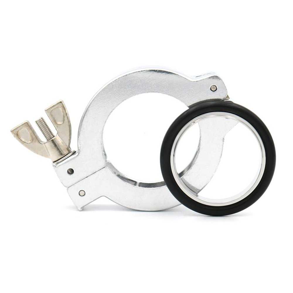 EZGISH Brewing Tool 2Pcs KF16 25 40 50 Aluminum Vacuum Double Pin Tri Clamp Flange Ni Plated with SS304 Centering Ring and FKM O-Ring Pipe Fittings Home Brewing (Color : Suit, Size : KF16_2 PCS)
