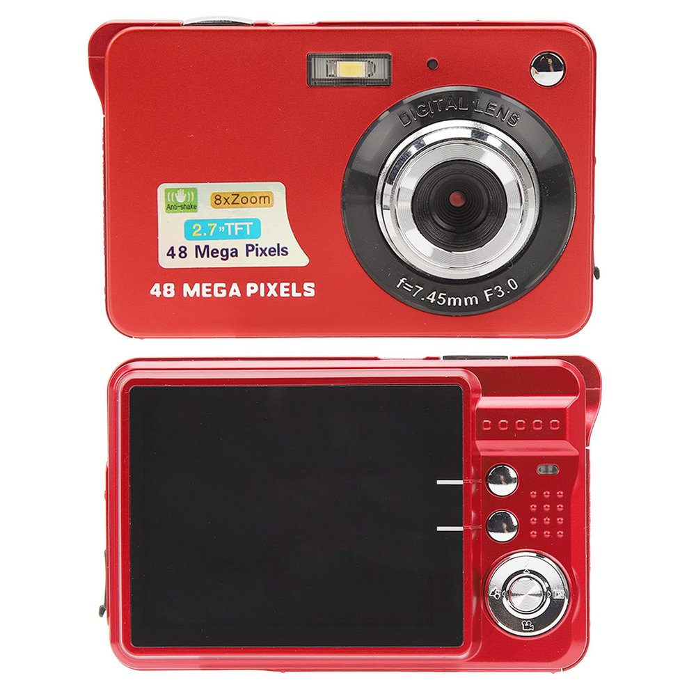 4K Digital Camera, 48MP 8X Zoom Compact Camera with 2.7in LCD Screen, Portable Digital Camera Support Self Timer, Continuous, Anti Shake
