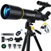 Telescope, 70mm Aperture 400mm AZ Mount Astronomical Refracting Telescopes (20x-200x) for Kids & Adults, Portable Travel with Tripod Phone Adapter, Remote Control, Easy to Use, Black view 1
