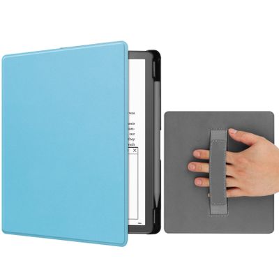 Case for Kindle Scribe (10.2", 1th Generation, 2022 Release) with Hand Strap, Hard PC Smart Case with Auto Wake/Sleep Function with Pen Holder for Kindle Scribe 10.2 inch (Light Blue)