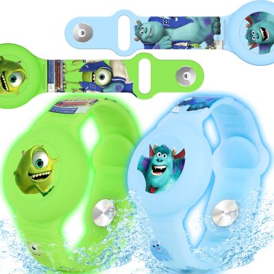 2 Pack AirTag Bracelet for Kids, Waterproof Cute Cartoon Air tag Holder Kids with Watch Band Design, Full Coverage Anti-Lost Silicone Airtag Hidden Accessories for Children (Luminous Version)