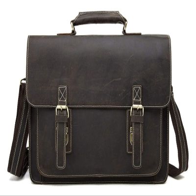 14inch Laptop Portfolio Shoulder Handbag Leather Messenger Bag Office Computer Briefcase Notebook Vintage