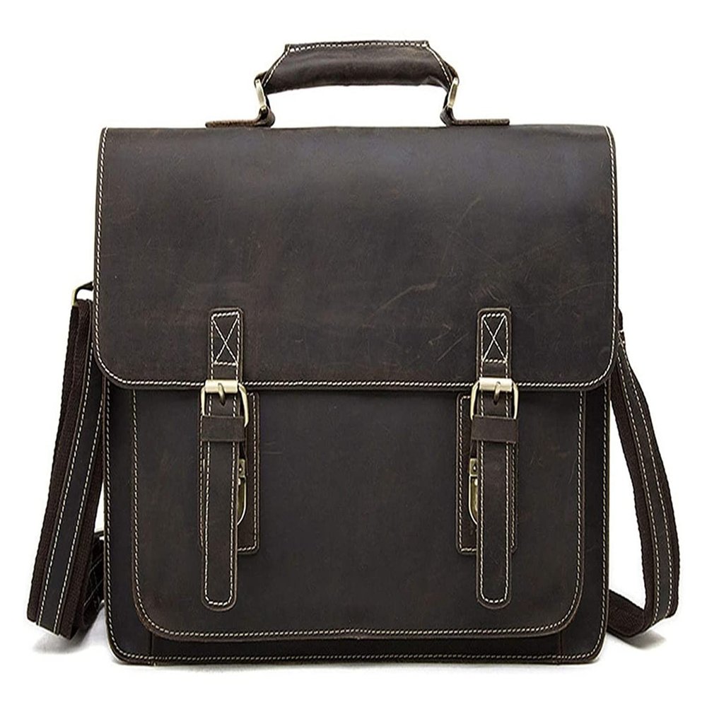14inch Laptop Portfolio Shoulder Handbag Leather Messenger Bag Office Computer Briefcase Notebook Vintage