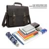 14inch Laptop Portfolio Shoulder Handbag Leather Messenger Bag Office Computer Briefcase Notebook Vintage view 4