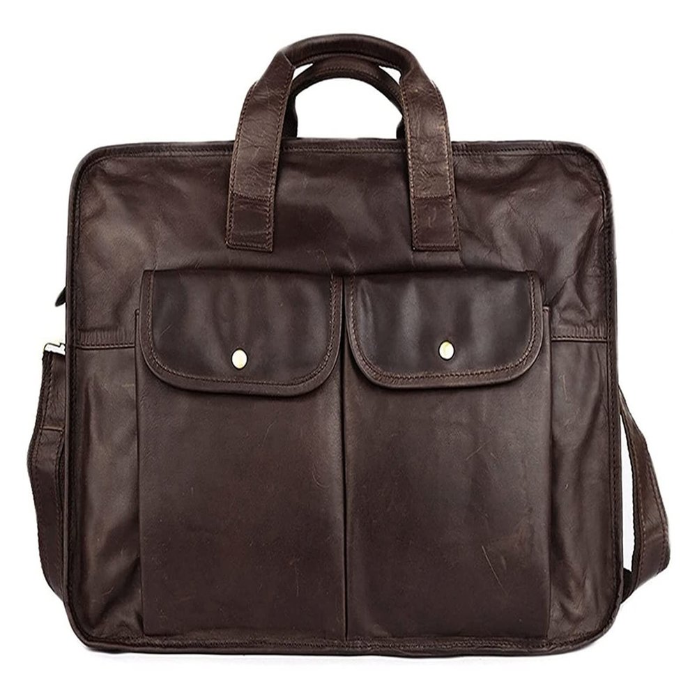 15.6inch Laptop Portfolio Shoulder Handbag Leather Crossbody Messenger Business Briefcase Large Satchel