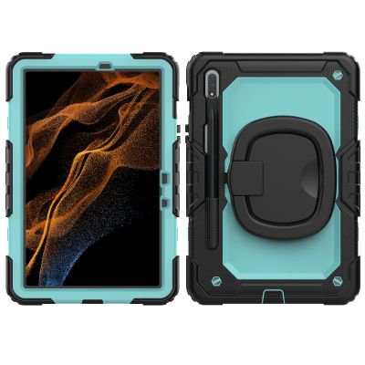 Case Cover Heavy Duty Shockproof TPU Case Compatible with Samsung Galaxy Tab S7 11 inch T870/T875 (2020)/Tab S8 X700/X706 (2022) Kids Case,360 Degree Rotating Handle Stand Bracket W Screen Protector+S