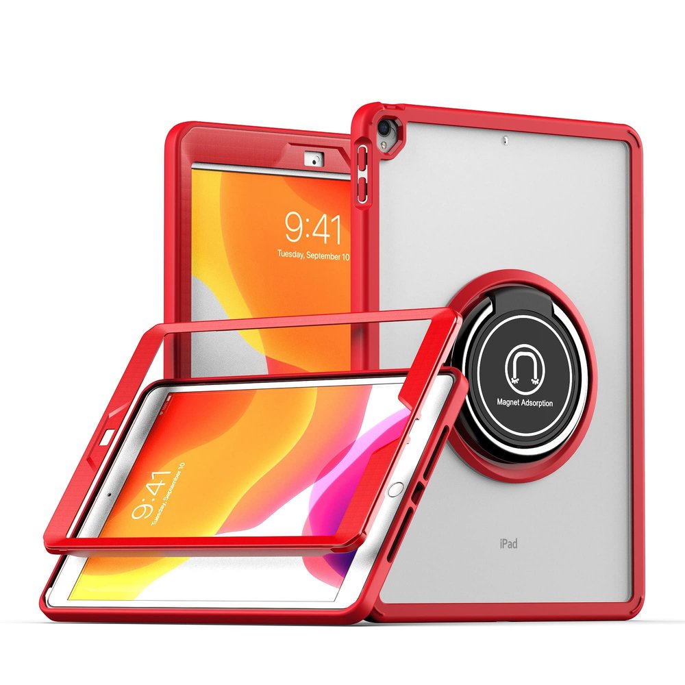 SGTD Case Cover Lightweight Case Compatible with iPad 10.2 inch2019/2020/2021,Rugged Military Grade Shockproof Case with 360 Swivel Stand TPU Back Cover Tablet Cover (Color : Vermelho)