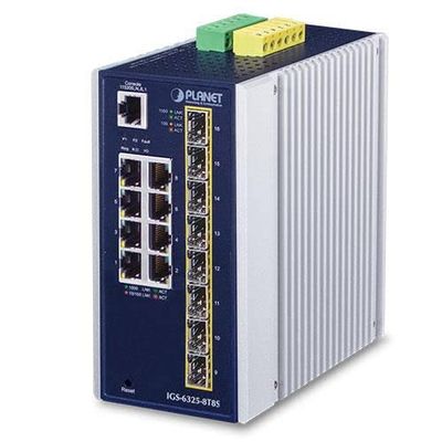 Planet IP30 Industrial L3 8-Port 10/100/1000T, IGS-6325-8T8S (10/100/1000T + 8-Port 100/1000X SFP Full Managed Switch)