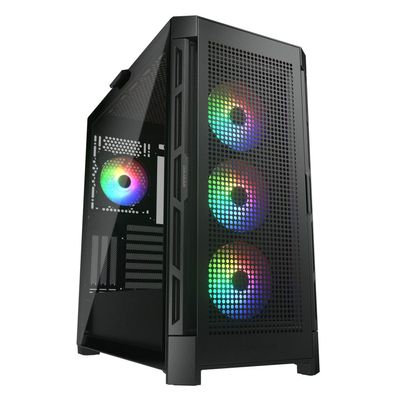 Cougar Gaming Duoface Mid Tower Case Series, Supporting 390mm Graphics Card, Incredible RGB Lighting, Two Distinct Front Panels Included, Mesh and Tempered Glass (Duoface Pro RGB - Black)