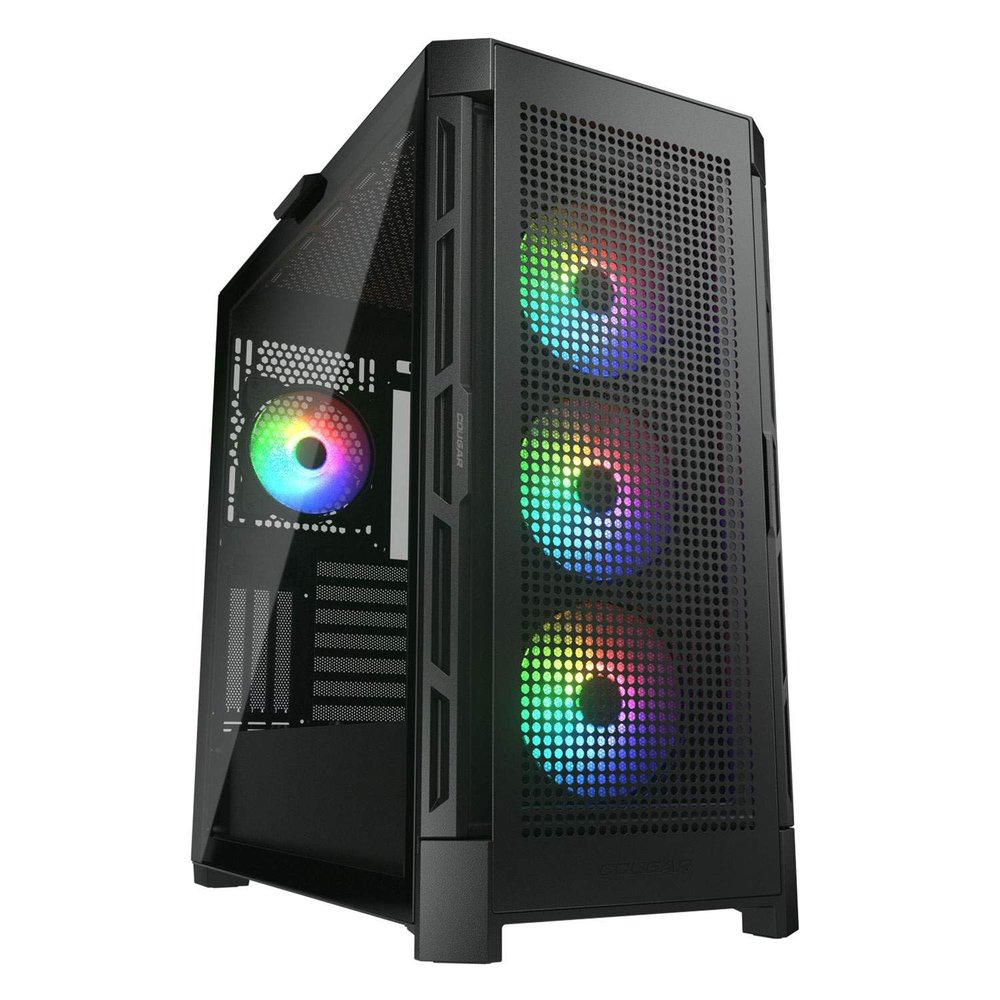 Cougar Gaming Duoface Mid Tower Case Series, Supporting 390mm Graphics Card, Incredible RGB Lighting, Two Distinct Front Panels Included, Mesh and Tempered Glass (Duoface Pro RGB - Black)