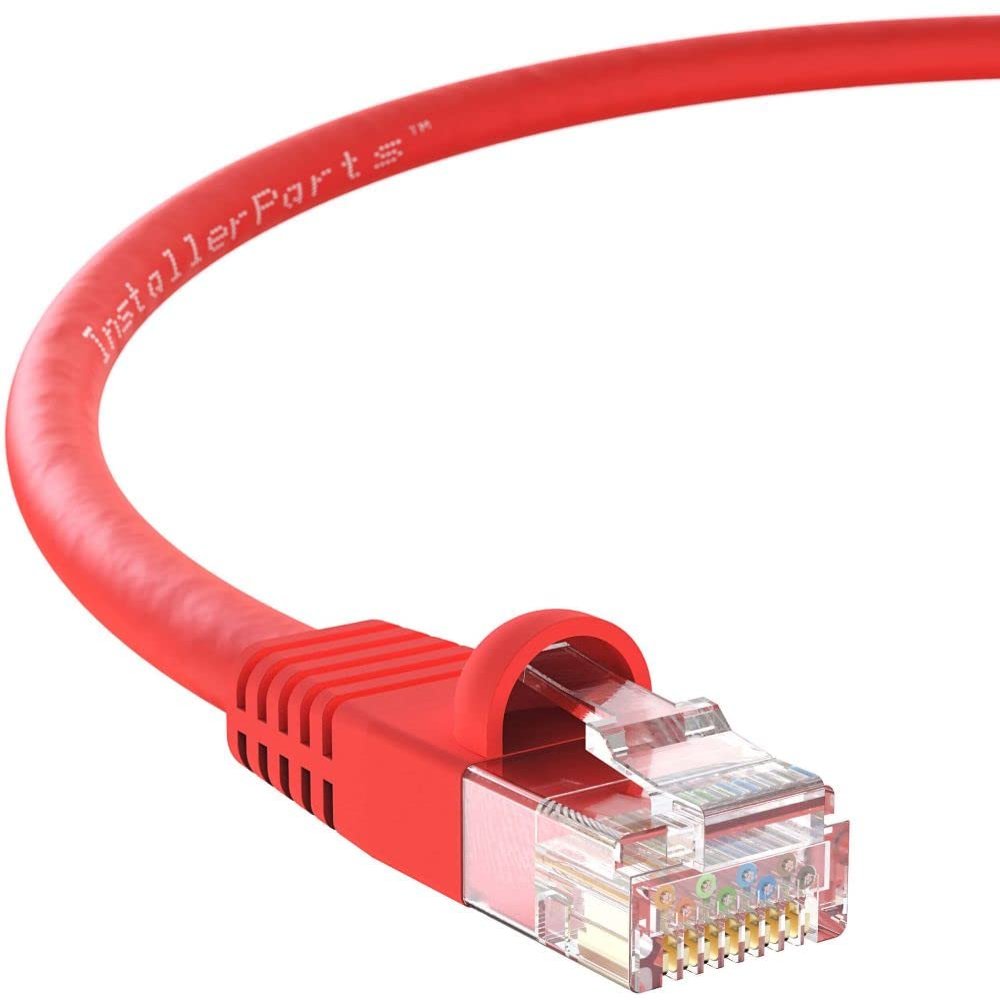 InstallerParts CAT6 Cable UTP Booted [Red] - [10 FT] - [10 Pack] - Professional Series - 10Gbps, Cat6 Patch Cable, Cat 6 Patch Cable, Cat6 Ethernet Cable, Network Cable, Internet Cable