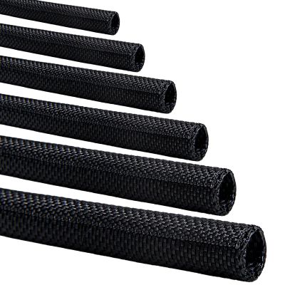Split-Sleeve Wire Loom for High-Temperature Automotive Harness and Home Cable Management, 25ft - 3/8 inch Braided Cable Management Sleeve Cord Protector, Self-Wrapping Split Wire Loom