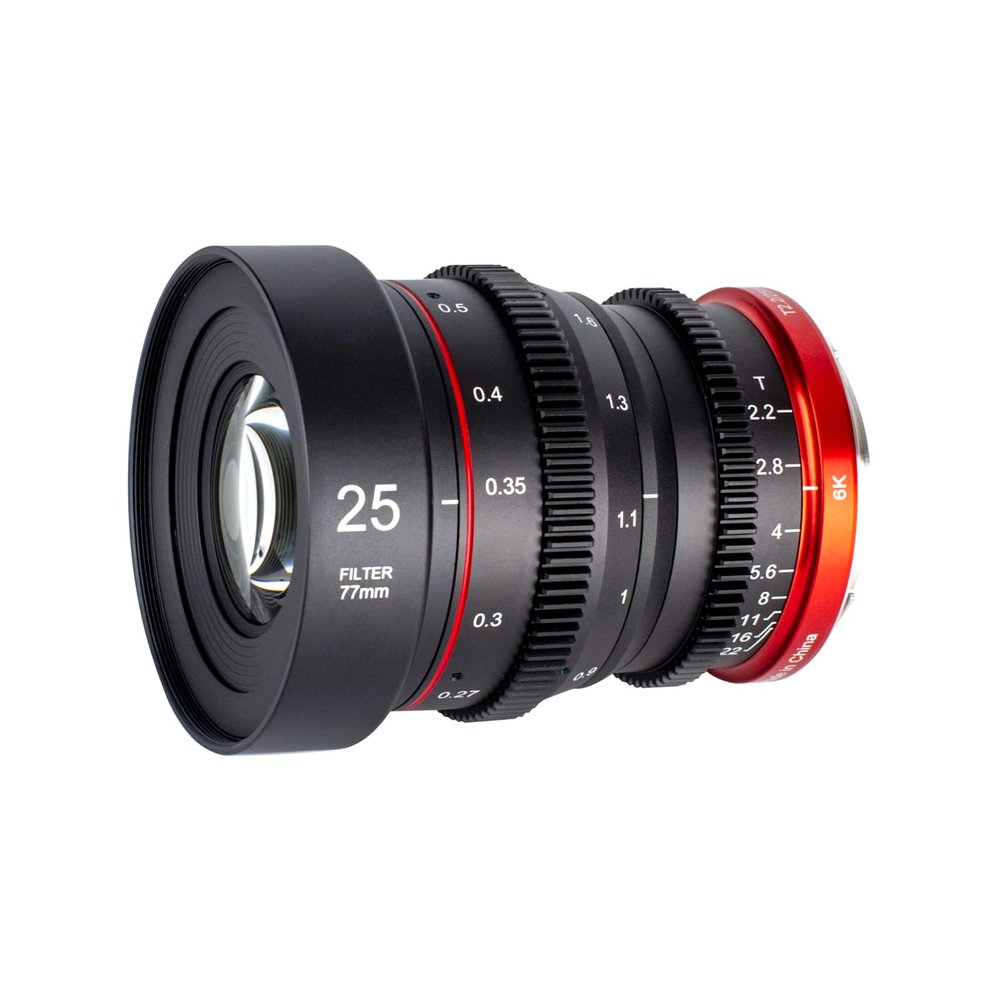 Meike 25mm T2.2 Large Aperture Manual Focus Low Distortion APS-C S35 Format 6K Mini Prime Cine Lens Compatible with Canon RF Mount Cameras EOS R RP R5 R6 R7 R10 R50 C70 Komodo