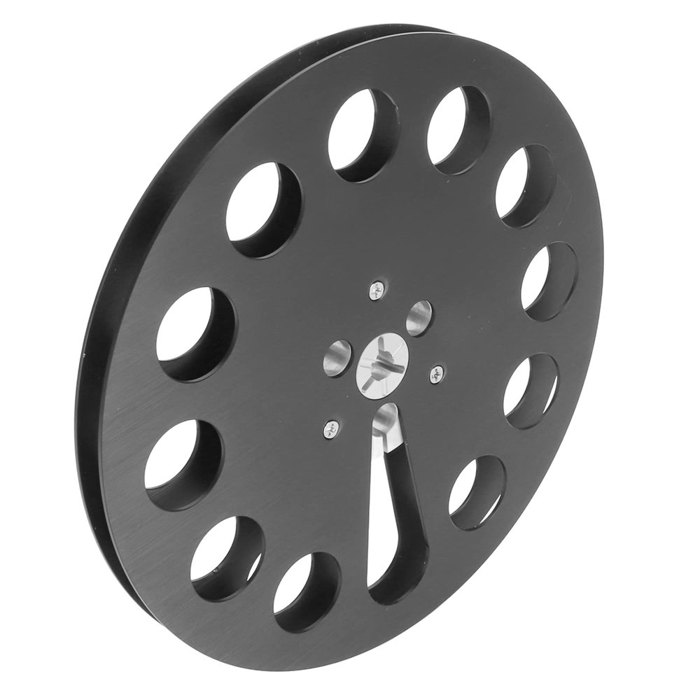 Takeup Reel, 1/4 7 Inch Empty Take Up Reel to Reel Small Hub Open Reel Sound Tape Takeup Reel with 11 Holes, Universal Aluminum Alloy Empty Tape Reel (Black)
