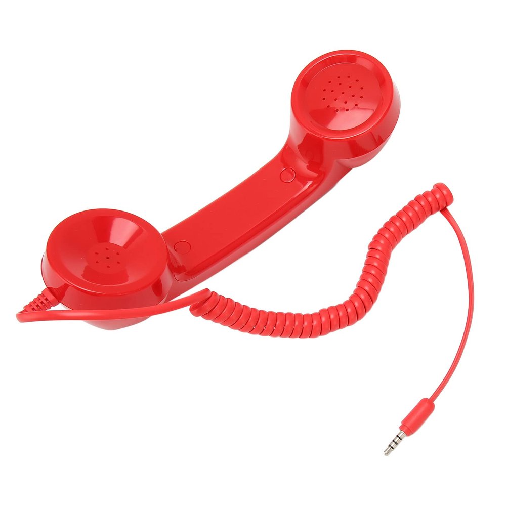 Zopsc Retro Landline Corded Telephone, Cell Phone Receiver with Microphone, 3.5mm Multifunction Wired Phone for Smartphones and Computers. (Red)