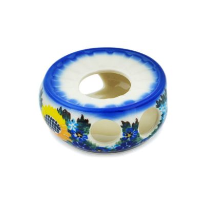 Polmedia Polish Pottery Heater UNIKAT - Sunflower Pattern Handmade in Boleslawiec Poland by Ceramika Dalia + Certificate of Authenticity
