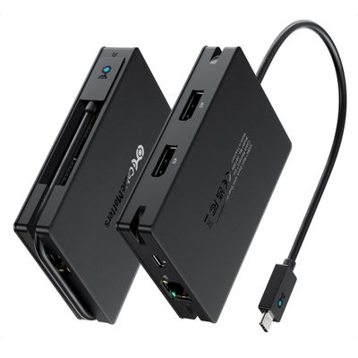 Cable Matters 8-in-1 Portable 40Gbps USB4 Hub (USB 4 Dock) Dual DisplayPort 4K@60Hz, Single DP 4K@240Hz/8K@60Hz, 100W PD, Gigabit Ethernet, Limited macOS Display Support, Thunderbolt 4 Compatible