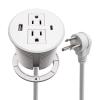 Desk Power Grommet USB C Total 30W, 3.15 Inch PD Fast Charge Desktop Power Strip 2 Outlets 2 USB Ports Recessed Flat Plug Extension Cord Mount into Countertop Shelf Cabinet End Table. (White) view 1