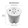 Desk Power Grommet USB C Total 30W, 3.15 Inch PD Fast Charge Desktop Power Strip 2 Outlets 2 USB Ports Recessed Flat Plug Extension Cord Mount into Countertop Shelf Cabinet End Table. (White) view 4