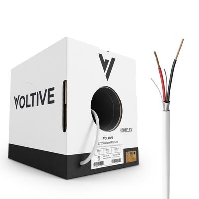 Voltive 22/2 Shielded Low Voltage Wire, Plenum CL3P, White, 500ft - 22AWG, 2 Conductors, Overall Shield, Stranded Bare Copper, UL Listed - V-1252-1