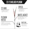 Voltive 22/2 Shielded Low Voltage Wire, Plenum CL3P, White, 500ft - 22AWG, 2 Conductors, Overall Shield, Stranded Bare Copper, UL Listed - V-1252-1 view 2
