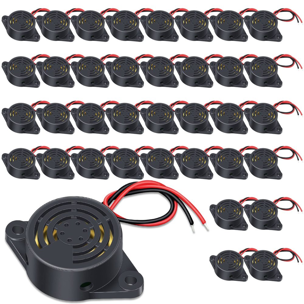 Geiserailie 36 Pcs DC 3-24V 95 dB Electronic Buzzer Active Piezo Buzzer Alarm Sounder Continuous Sound Beep, Black
