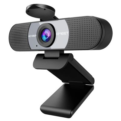 EMEET 1080P Webcam, C960 Web Camera with 2 Noise-Cancelling Microphones & Privacy Cover, 90 FOV Computer Camera, Plug & Play USB Webcam for Calls/Conference, Zoom/Skype/YouTube, Laptop/Desktop, Grey