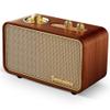 TRENBADER Vintage Bluetooth Speaker with AM/FM Radio, 10W Rich Bass & 10H Playtime, Portable Wireless Retro Radio with Wood Frame, Rotary Tuning Dial & Interchangeable Panel, Portable Home Radio(Wood) view 1