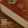 TRENBADER Vintage Bluetooth Speaker with AM/FM Radio, 10W Rich Bass & 10H Playtime, Portable Wireless Retro Radio with Wood Frame, Rotary Tuning Dial & Interchangeable Panel, Portable Home Radio(Wood) view 2
