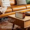 TRENBADER Vintage Bluetooth Speaker with AM/FM Radio, 10W Rich Bass & 10H Playtime, Portable Wireless Retro Radio with Wood Frame, Rotary Tuning Dial & Interchangeable Panel, Portable Home Radio(Wood) view 3
