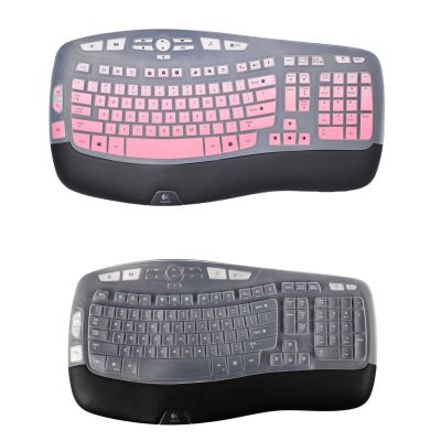 1Pcs Gradient Pink Keyboard Cover and 1Pcs Transparent Keyboard Cover for Logitech K350 MK550 MK570 Wireless Wave Keyboard