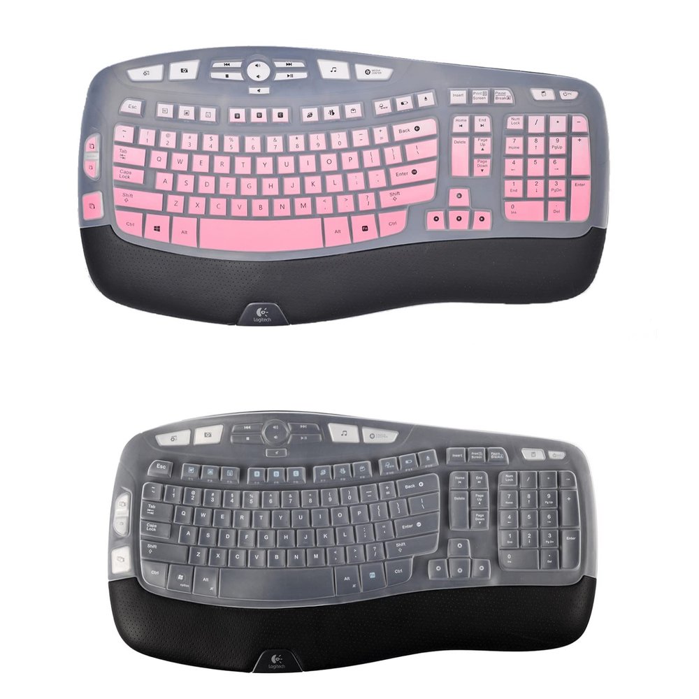 1Pcs Gradient Pink Keyboard Cover and 1Pcs Transparent Keyboard Cover for Logitech K350 MK550 MK570 Wireless Wave Keyboard