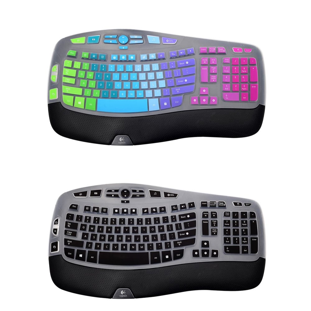 1Pcs Rainbow Keyboard Cover and Black Keyboard Cover for Logitech K350 MK550 MK570 Wireless Wave Keyboard