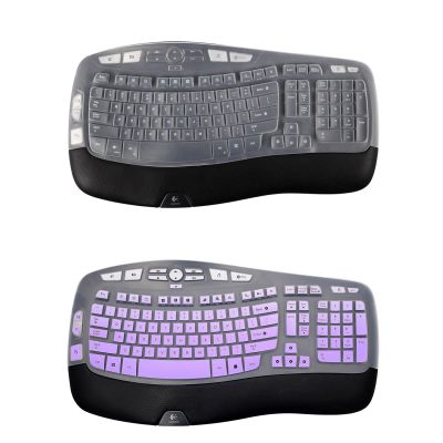 1Pcs Transparent Keyboard Cover and Gradient Purple Keyboard Cover for Logitech K350 MK550 MK570 Wireless Wave Keyboard