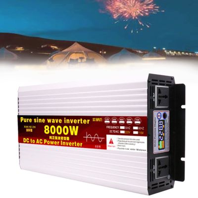 6000W,8000W,10000W,12000W Pure Sine Wave Inverter RV Truck Solar Inverter DC to AC 12V/24V/48V/60V/72V to110V/120V Inverter for RV Truck with LCD Display,8000W-72VTO220V
