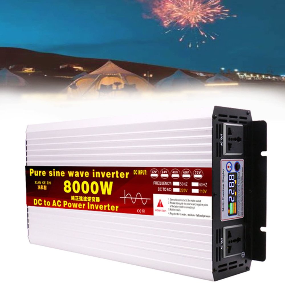 6000W,8000W,10000W,12000W Pure Sine Wave Inverter RV Truck Solar Inverter DC to AC 12V/24V/48V/60V/72V to110V/120V Inverter for RV Truck with LCD Display,8000W-72VTO220V