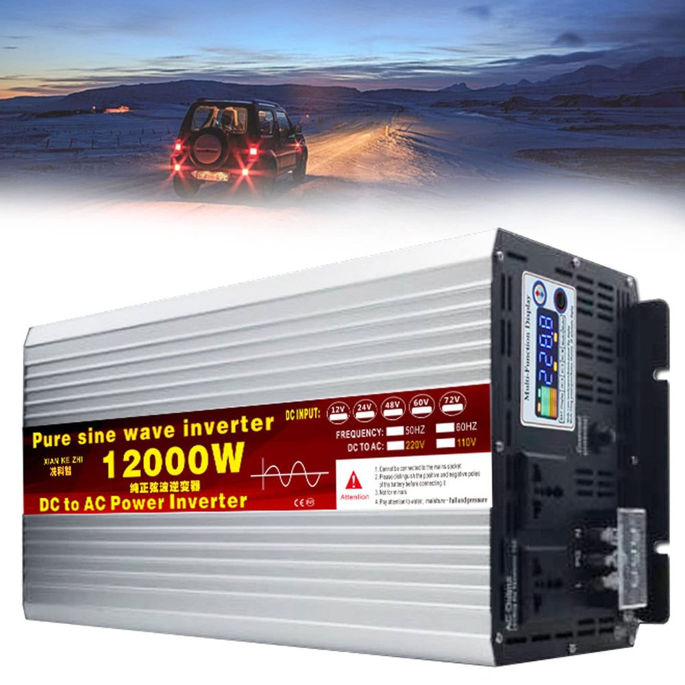 6000W,8000W,10000W,12000WPure Sine Wave Power Inverter 12V24V/48V/60V/72V DC to 110V/120V AC Power Converter Inverter for Outdoor,Home,Camping,RV,Truck,Car,12000W-72VTO110V