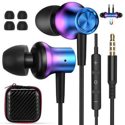 3.5mm Earbuds Magnetic Wired Earphone for Moto G Play Stylus Power, Computer Corded Headset for HP for ASUS for Chromebook Laptop PC, Noise Canceling in-Ear Jack Headphone for Samsung A15 A14 A13 A12