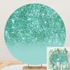 OERJU Green Round Backdrop Cover Fabric Teal Glitter Starlight (No Real Glitters) Wedding Baby Shower Birthday Party Decoration 7.2x7.2ft view 1