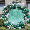 OERJU Green Round Backdrop Cover Fabric Teal Glitter Starlight (No Real Glitters) Wedding Baby Shower Birthday Party Decoration 7.2x7.2ft view 2