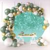 OERJU Green Round Backdrop Cover Fabric Teal Glitter Starlight (No Real Glitters) Wedding Baby Shower Birthday Party Decoration 7.2x7.2ft view 3